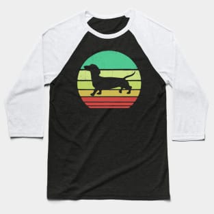 Retro Vintage Sunset Doxie Dachshund Dog Breed Silhouette Baseball T-Shirt